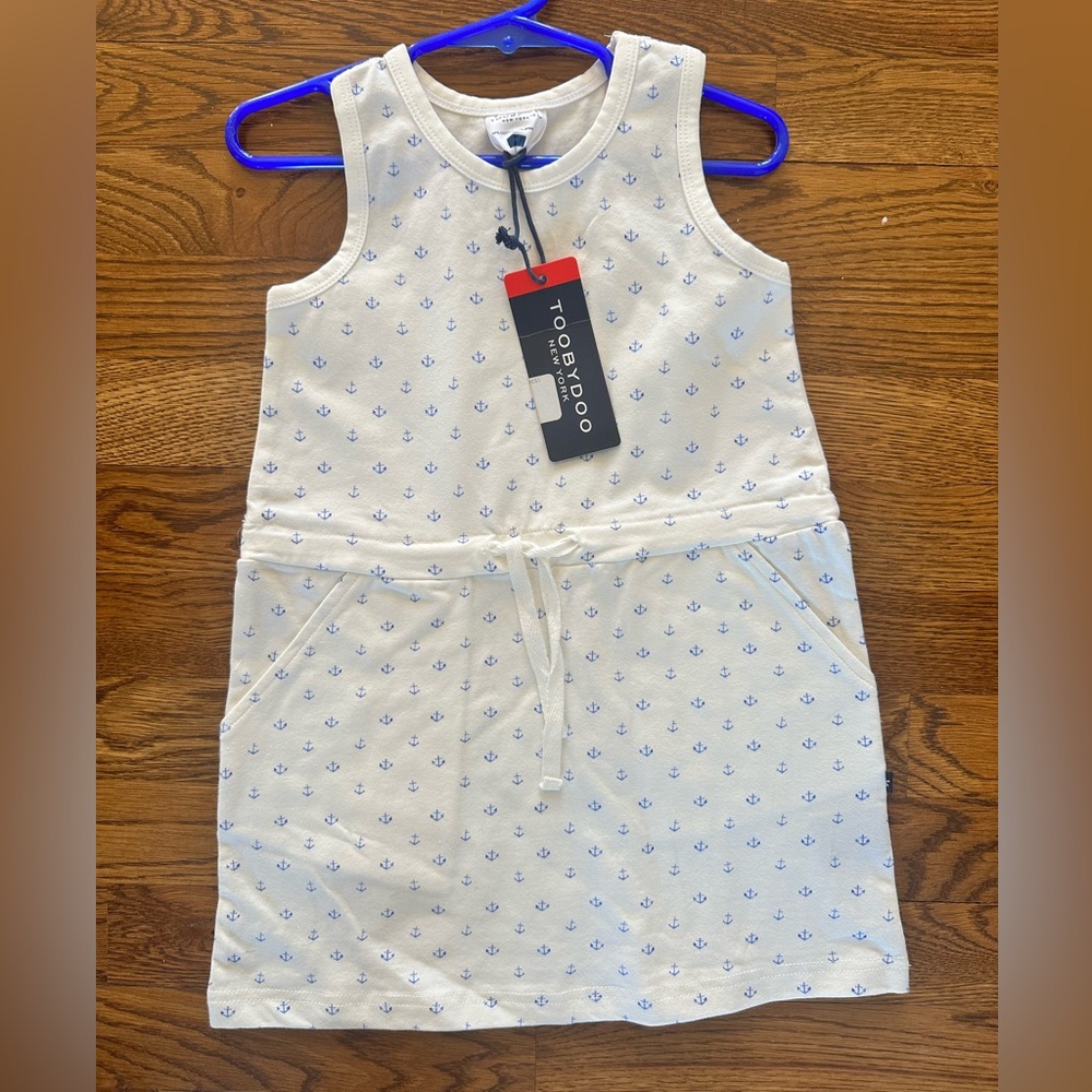 Toobydoo Ivory Dress with Navy Details